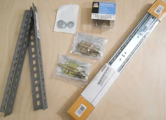 Hardware used to assemble the adjustable standing desk