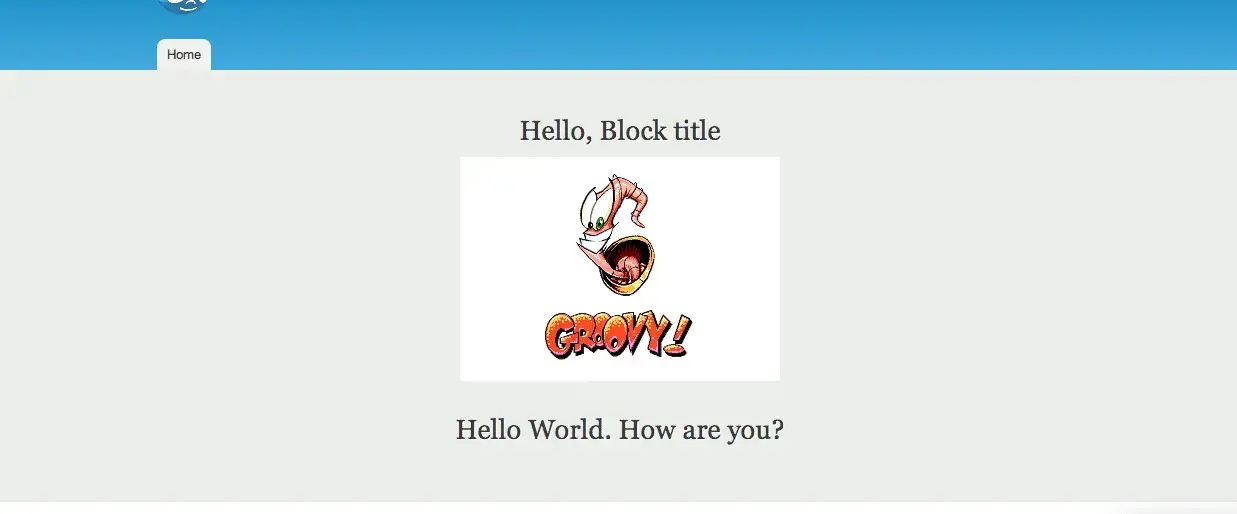 Screenshot of final custom block output in the featured section of the Drupal site.